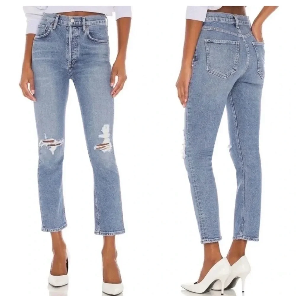 AGOLDE Riley High Rise Straight Crop Jeans Whiplash-  Size 28
